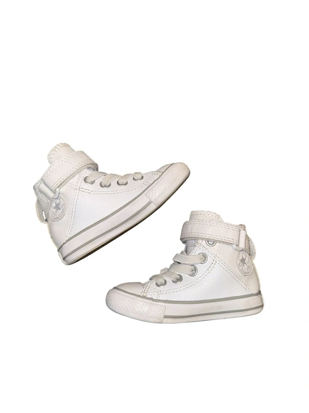 Converse Unisex Brea Toddler White High-Top Sneakers with Strap, Chuck taylor